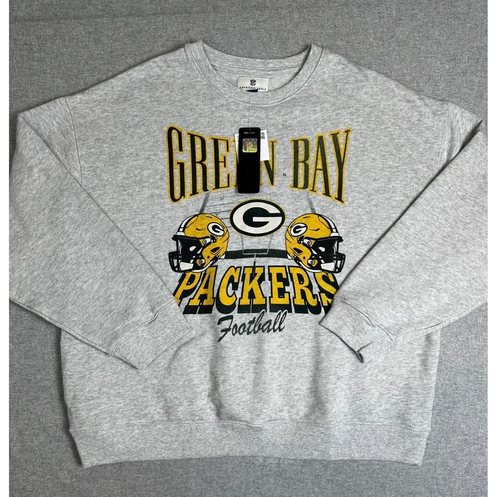 Green Bay Packers Sweatshirt Mens XL American Eagle NFL Grey Football Crewneck